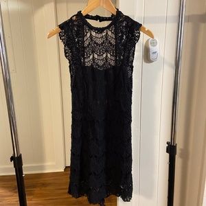 Free People black lace open back mini dress